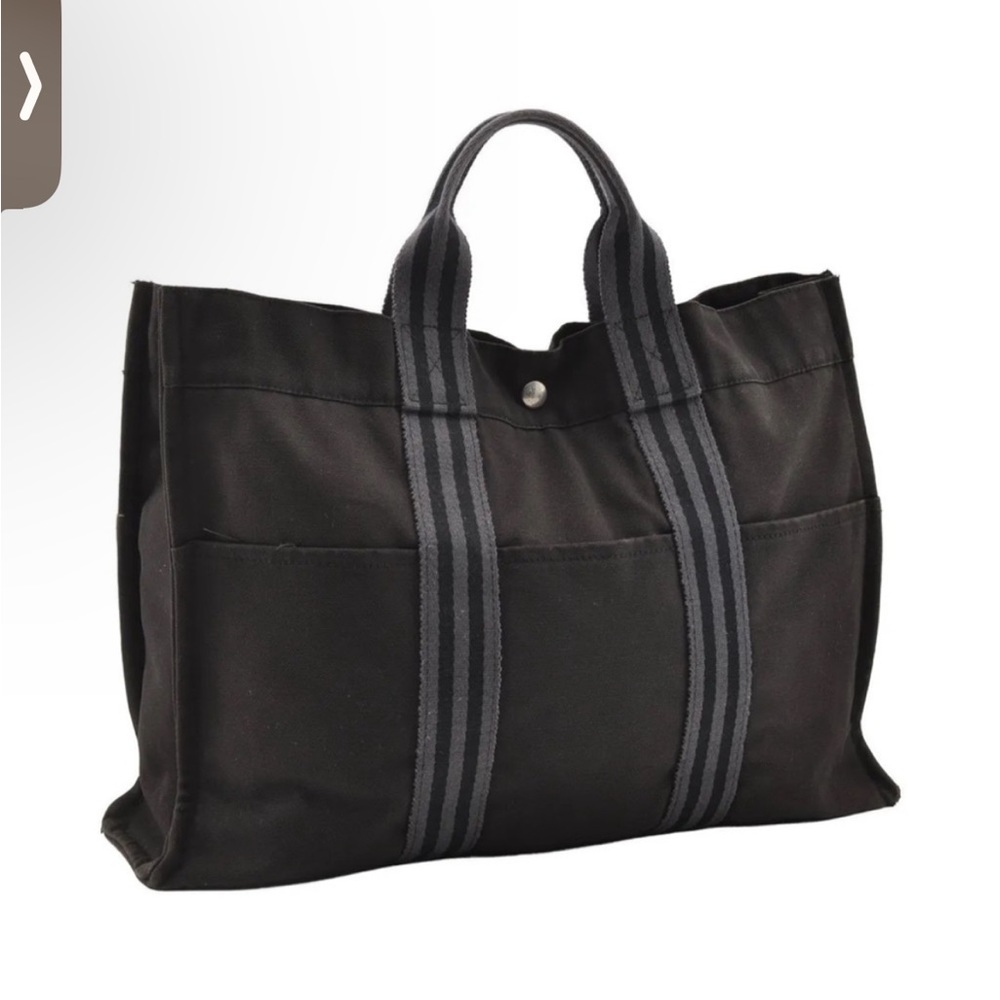HERMES Fourre Tout MM Hand Tote Bag Canvas Black